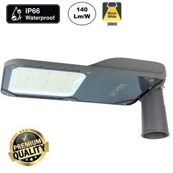 Prime Led Straatverlichting 100w, 14000 Lm (140lm/w), IP66, IK08, 3 Jaar Garantie