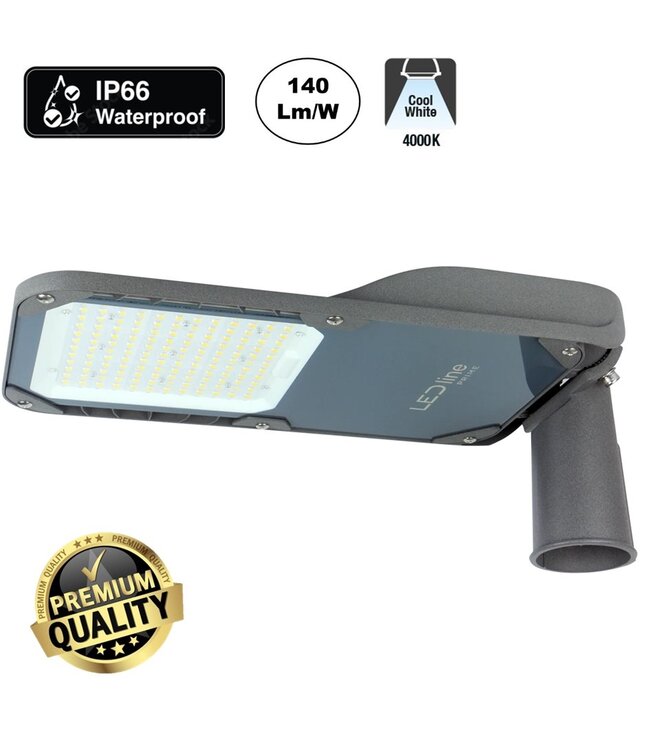 Prime Led Straatverlichting 100w, 14000 Lm (140lm/w), IP66, IK08, 3 Jaar Garantie