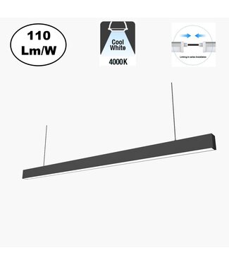 Led Linear Lamp 120cm, 36w, 3960 Lumen (110lm/w), 4000K Neutraal wit, Zwartkleurige behuizing, Koppelbaar, 3 Jaar Garantie