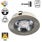 LED Meubelspot / Inbouw spot 3W, 2700K Warm Wit, 240 Lumen, 12VDC, IP44, Gatmaat 55mm, Staalkleurig, 2 Jaar Garantie