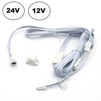 Kastdeur Sensor Wit Enkel voor LED strip en LED spots, 12vDc - 60W / 24vDc - 100W