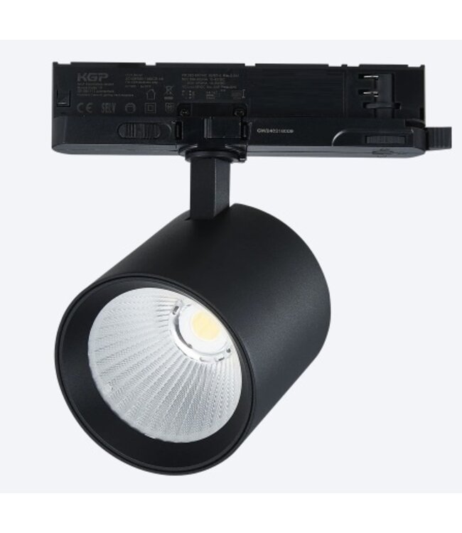 PRIME 3 Fase LED Rail Spot met Wattage switch: 6-20W,  CCT-Switch, 620 tot 1950 lumen, CRI>90, Zwarte Behuizing , 5 Jaar Garantie