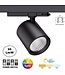 Reserveer: PRIME 3 Fase LED Rail Spot met Wattage switch: 12-42W,  CCT-Switch, 1290 tot 4090 lumen, CRI>90, Zwarte Behuizing , 5 Jaar Garantie