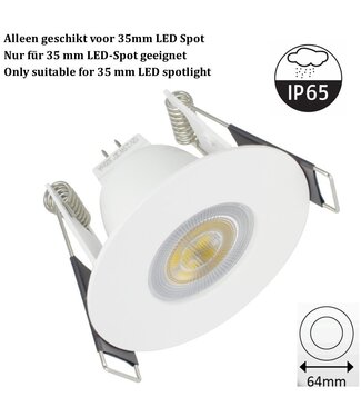 MR11 Led Spot Armatuur Wit, IP65 waterbestendig, Gatmaat 45mm, Alleen geschikt voor 35MM Spots