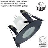 MR11 Led Spot Armatuur Zwart, IP65 waterbestendig, Gatmaat 45mm, Alleen geschikt voor 35MM Spots