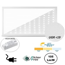 Back-lit UGR19 LED Paneel 30x60cm, 22w, 2310 Lumen (105lm/w), Color Switch (3000/4000/6000K), Flikkervrije Philips LED Driver, Stekkerklaar, 3 Jaar Garantie