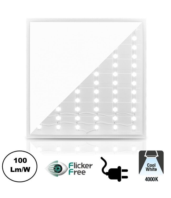 2 PACK - ECO Backlit LED Paneel 60x60cm, Smalle Rand, 40w, 4000 Lumen (100lm/w), Flikkervrije Driver, 2 Jaar Garantie