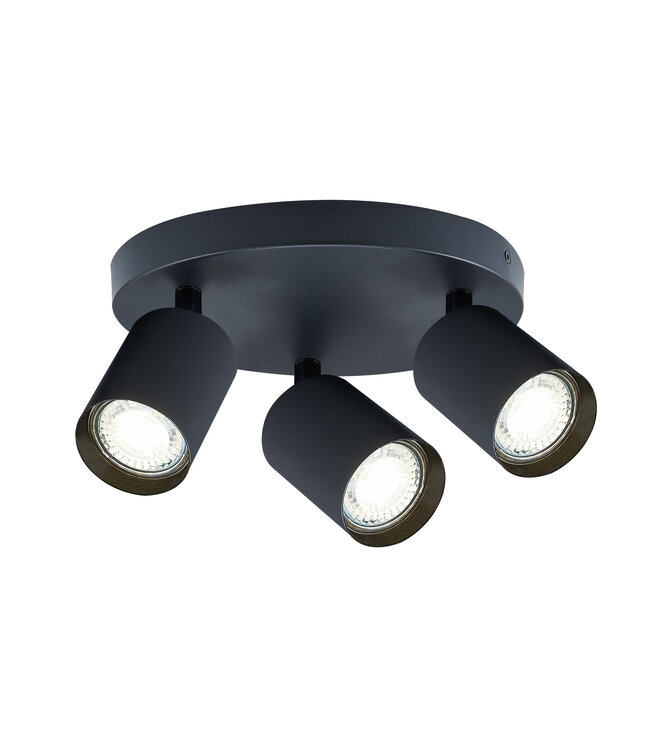Opbouw Rond Spot Armatuur Zwart Siena - 3x GU10 (max 10 watt per spot) - IP20