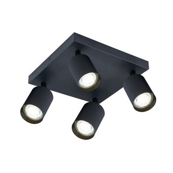 Opbouw Vierkant Spot Armatuur Zwart Siena - 4x GU10 (max 10 watt per spot) - IP20
