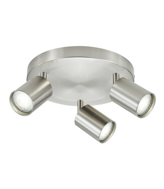 Opbouw Rond Spot Armatuur Satin Nickel Siena - 3x GU10 (max 10 watt per spot) - IP20
