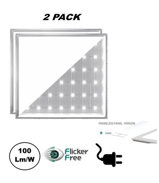 2 PACK - ECO Backlit LED Paneel 60x60cm, Smalle Rand, 40w, 4000 Lumen (100lm/w), Flikkervrije Driver, 2 Jaar Garantie