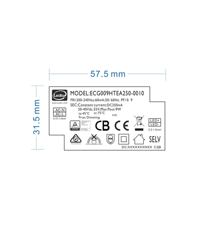 TRIAC LED Driver 10 Watt - 250 Ma- Output: 20-40vDC