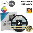 Premium Led Strip ROL 5 Meter One Cut SMD, 10w/m, 200 led/m, 1230Lm/m (123lm/w), 2300K Extra Warm wit, 24v, CRI90, IP20, 8mm, 3 Jaar garantie