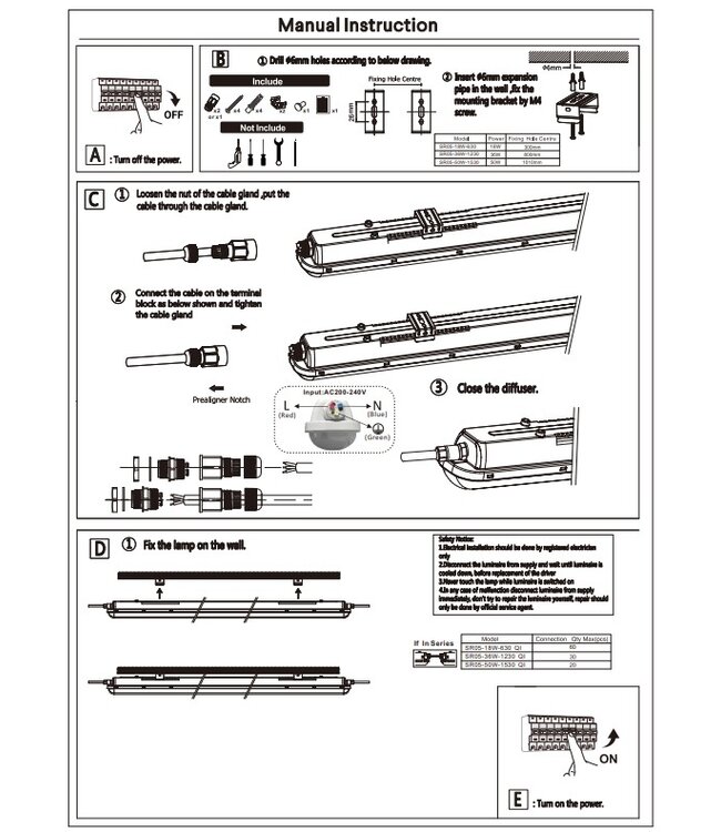 Led Tri Proof 153cm, 50w, 9500 Lumen (190lm/w), Koppelbaar, Flickerfree Philips LED Driver, IP65, 3 jaar garantie