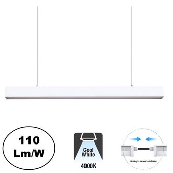 Led Linear Lamp 150cm, 48w, 5280 Lumen (110lm/w), 4000K Neutraal wit, Witkleurige behuizing, Koppelbaar, 3 Jaar Garantie