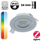 Zigbee3.0 Inbouw LED Spot 5w Flat, 420 Lumen, RGB+CCT (1800K>6500K), Kantelbaar, IP44, Wit Armatuur, Gatmaat 69mm, 2 Jaar Garantie