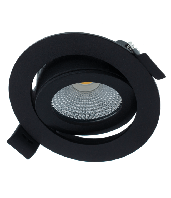 Zigbee3.0 Inbouw LED Spot 5w Flat, 420 Lumen, RGB+CCT (1800K>6500K), Kantelbaar, IP44, Zwart Armatuur, Gatmaat 69mm, 2 Jaar Garantie