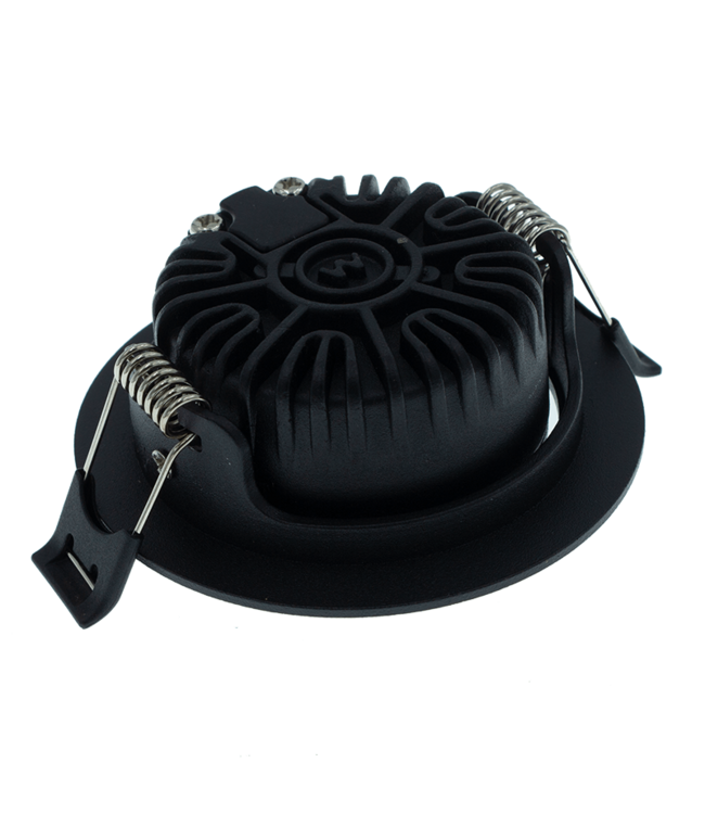 Zigbee3.0 Inbouw LED Spot 5w Flat, 420 Lumen, RGB+CCT (1800K>6500K), Kantelbaar, IP44, Zwart Armatuur, Gatmaat 69mm, 2 Jaar Garantie