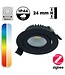 Zigbee3.0 Inbouw LED Spot 5w Flat, 420 Lumen, RGB+CCT (1800K>6500K), Kantelbaar, IP44, Zwart Armatuur, Gatmaat 69mm, 2 Jaar Garantie