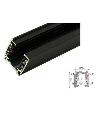 3 Fase Rail 4 Wire Zwart - Tot 3 Meter Leverbaar