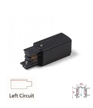 3 Fase Rail 4 Wire Aansluitblok LINKS - Zwart