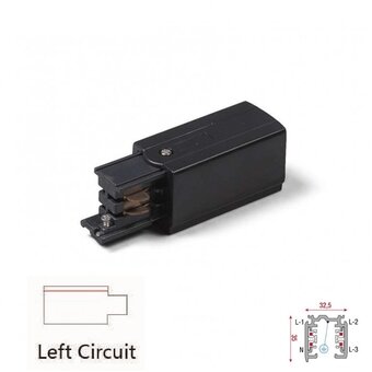 3 Fase Rail 4 Wire Aansluitblok LINKS - Zwart