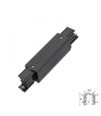 3 Fase Rail 4 Wire MIDDEN-Aansluitblok - Zwart