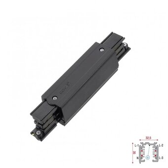 3 Fase Rail 4 Wire MIDDEN-Aansluitblok - Zwart