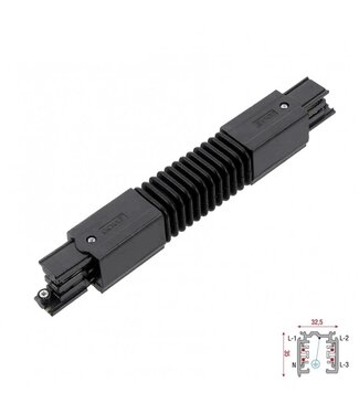 3 Fase Rail 4 Wire FLEX-Koppelstuk - Zwart