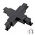 3 Fase Rail 4 Wire X-Koppelstuk - Zwart