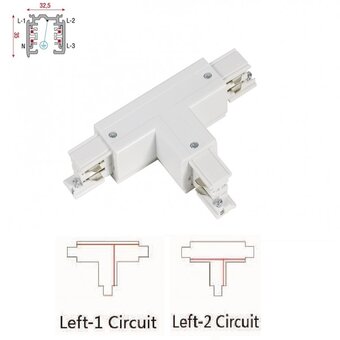 Universele 3 Fase Rail 4 Wire T-Verbinding - LINKS - BINNENLIJN en BUITENLIJN - Wit