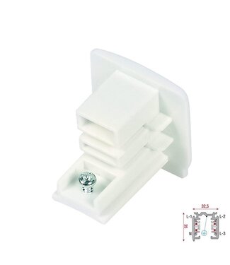 3 Fase Rail 4 Wire Eindstuk - Wit