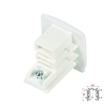 3 Fase Rail 4 Wire Eindstuk - Wit