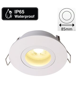 Inbouw Led Spot Armatuur Verdiept Wit, IP65, Kantelbaar, Gatmaat 68mm