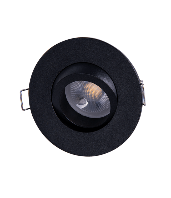 Inbouw Led Spot Armatuur Verdiept Zwart, IP65, Kantelbaar, Gatmaat 68mm
