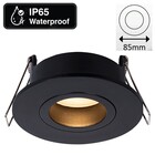 Inbouw Led Spot Armatuur Verdiept Zwart, IP65, Kantelbaar, Gatmaat 68mm