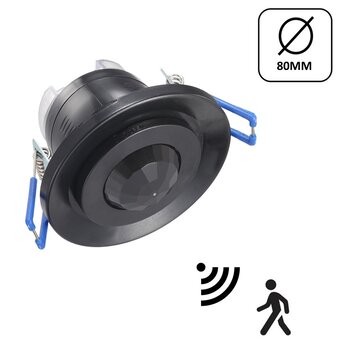 Inbouw Bewegingsmelder Zwart, 360 graden, Max. 800w, IP20, 2 Jaar Garantie