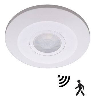Opbouw Bewegingsmelder Plat, 360 graden, Max. 2000w, Diameter Ø115mm, IP20, 2 Jaar Garantie