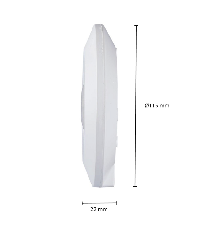 Opbouw Bewegingsmelder Zwart Plat, 360 graden, Max. 2000w, Diameter Ø115mm, IP20, 2 Jaar Garantie