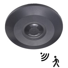 Opbouw Bewegingsmelder Zwart Plat, 360 graden, Max. 2000w, Diameter Ø115mm, IP20, 2 Jaar Garantie