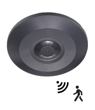 Opbouw Bewegingsmelder Zwart Plat, 360 graden, Max. 2000w, Diameter Ø115mm, IP20, 2 Jaar Garantie
