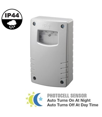 Opbouw Daglichtsensor IP44, Max. 1200W, Met Timer, 2 Jaar Garantie