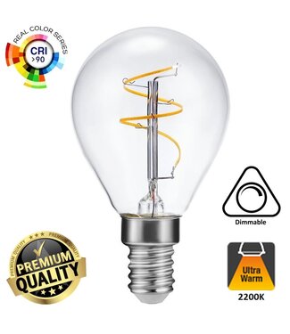 SPL E14 Led Bollamp G45 Slim-Flex, 3,2 Watt, 320 Lumen, 2200K Flame, CRI90, Dimbaar, 2 Jaar Garantie