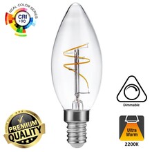 SPL E14 Led Kaarslamp C35 Slim-Flex, 3,2 Watt, 320 Lumen, 2200K Flame, CRI90, Dimbaar, 2 Jaar Garantie