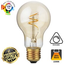 SPL E27 Led Bollamp A60 Slim-Flex, 4,2 Watt, 470 Lumen, 2200K Flame, CRI90, Dimbaar, Goudkleurig Glas, 2 Jaar Garantie