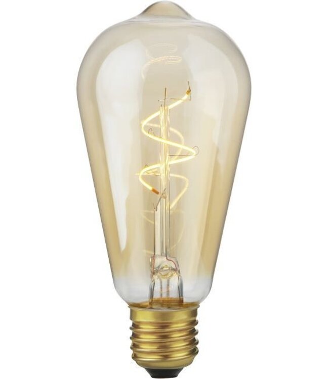 SPL E27 Led Bollamp ST64 Slim-Flex, 4,2 Watt, 470 Lumen, 2200K Flame, CRI90, Dimbaar, Goudkleurig Glas, 2 Jaar Garantie