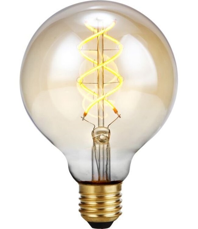 SPL E27 Led Bollamp G95 Fila-Flex, 5 Watt, 460 Lumen, 2200K Flame, 3 Steps-Dim (100%/50%/25%), Goudkleurig Glas, 2 Jaar Garantie