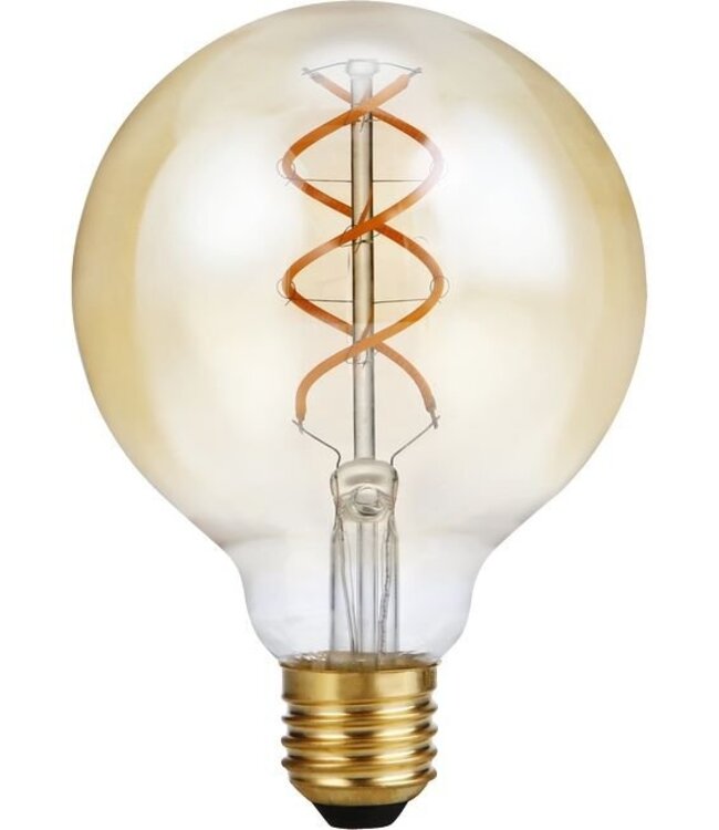 SPL E27 Led Bollamp G95 Fila-Flex, 5 Watt, 460 Lumen, 2200K Flame, 3 Steps-Dim (100%/50%/25%), Goudkleurig Glas, 2 Jaar Garantie