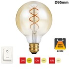 SPL E27 Led Bollamp G95 Fila-Flex, 5 Watt, 460 Lumen, 2200K Flame, 3 Steps-Dim (100%/50%/25%), Goudkleurig Glas, 2 Jaar Garantie