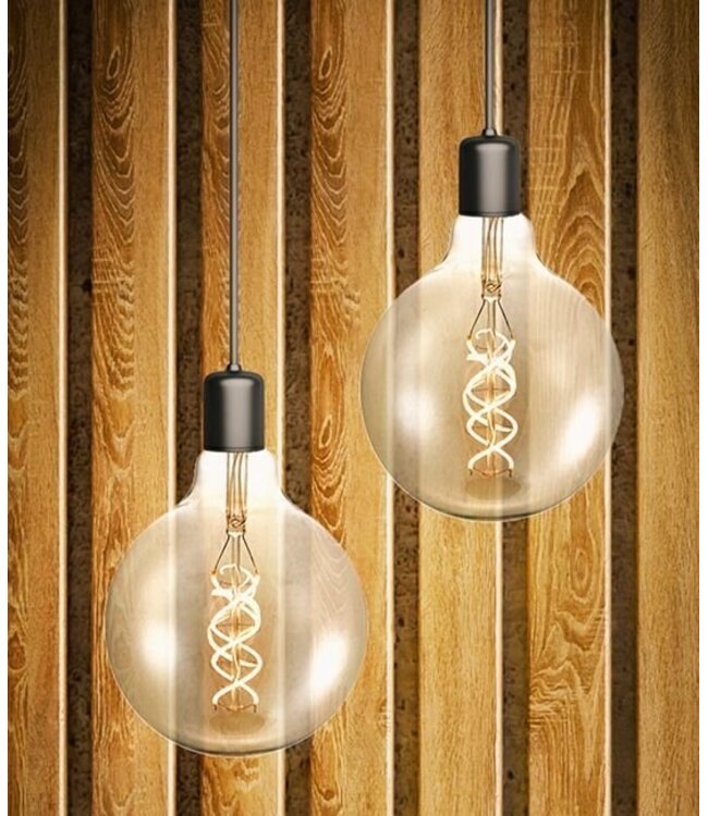 SPL E27 Led Bollamp G125 Fila-Flex, 5 Watt, 460 Lumen, 2200K Flame, 3 Steps-Dim (100%/50%/25%), Goudkleurig Glas, 2 Jaar Garantie